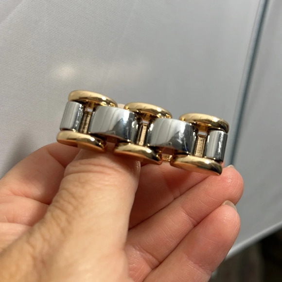 Two Tone Double Ring Size 6/7 silver and gold plated - Picture 9 of 10